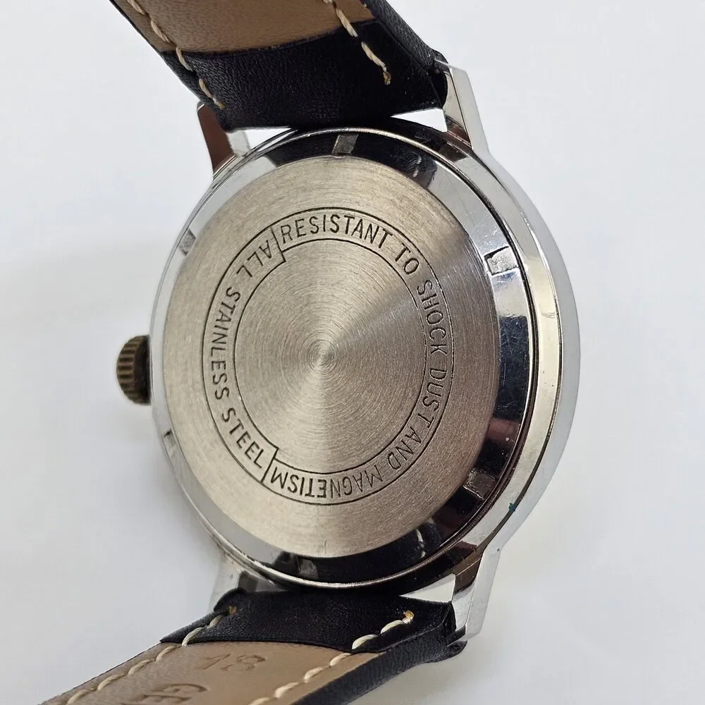 VTG Hilton Automatic Men's Watch 34MM‎ Gray Dial Swiss New Black Leather Bands - Picture 9 of 16